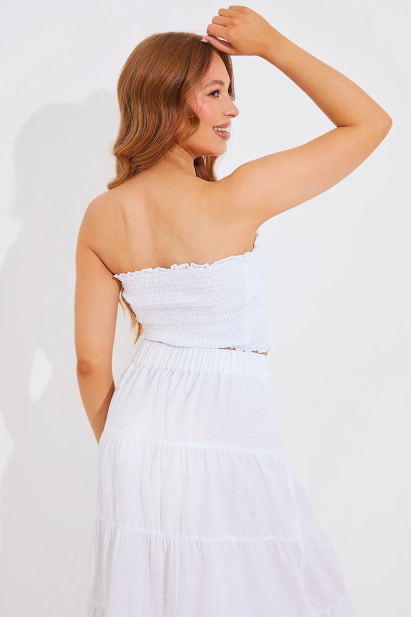 Bandeau Shirred Co-Ord Crop Top