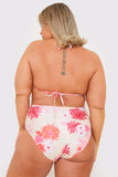 Floral Print Frill Triangle Bikini Top