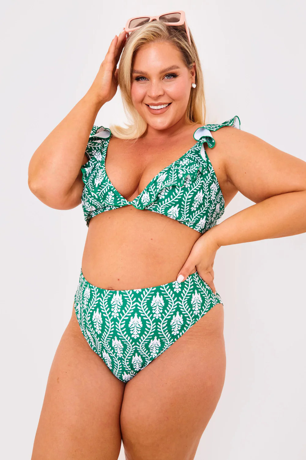 Printed High Waist High Leg Bikini Bottoms