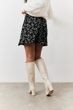 Black Floral Flippy Mini Skirt