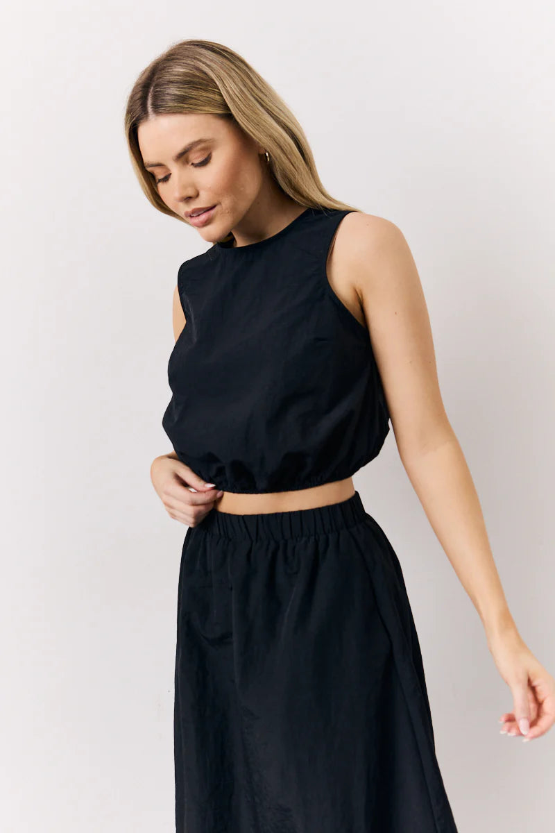 Black Balloon Co-Ord Crop Top