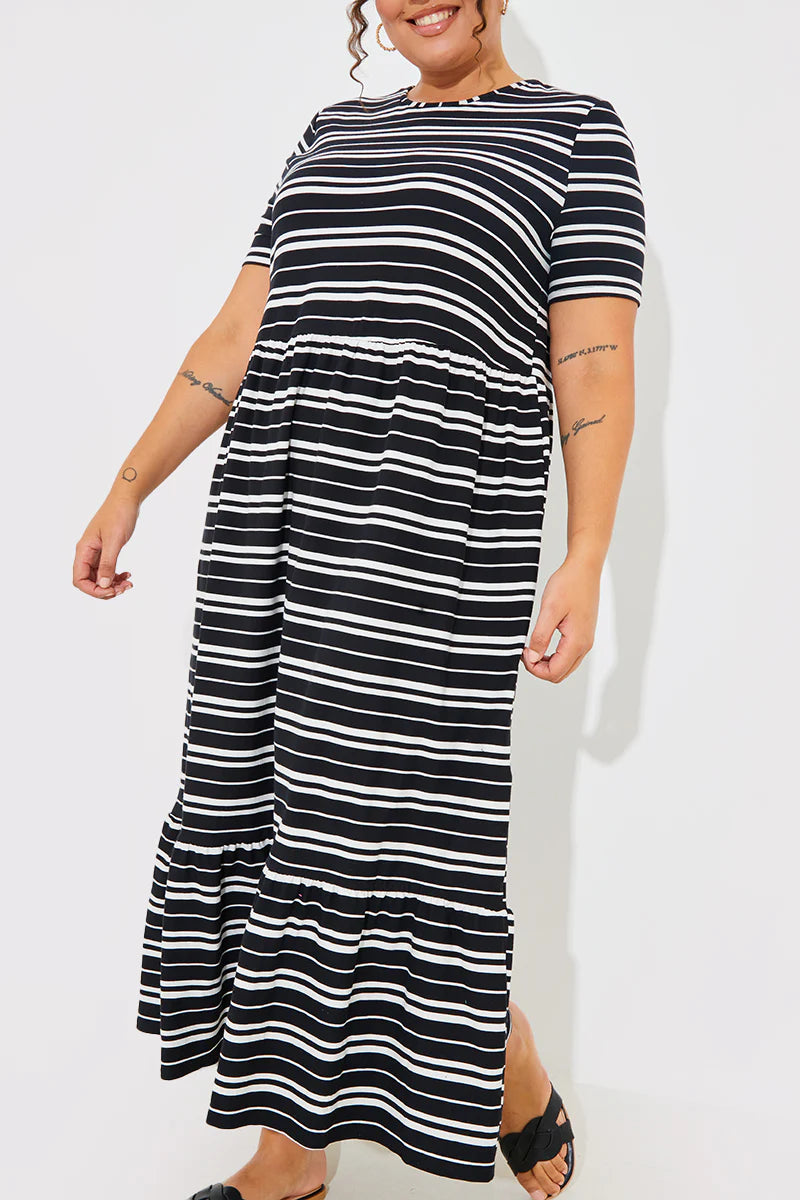 Stripe Smock Midaxi Dress