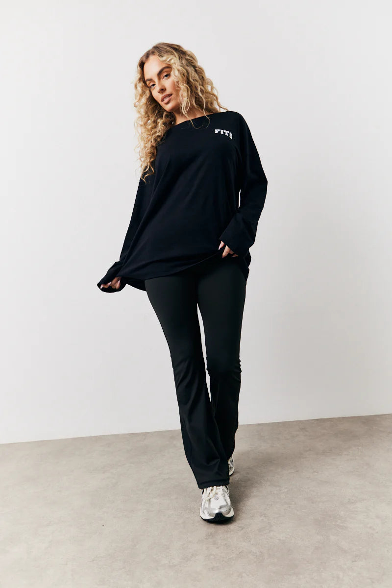 Black Flare Leg High Waisted Co-Ord Yoga Trousers