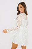Crochet Fluted Sleeve Mini Dress