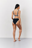 Black Contrast Binding Plunge Bikini Top
