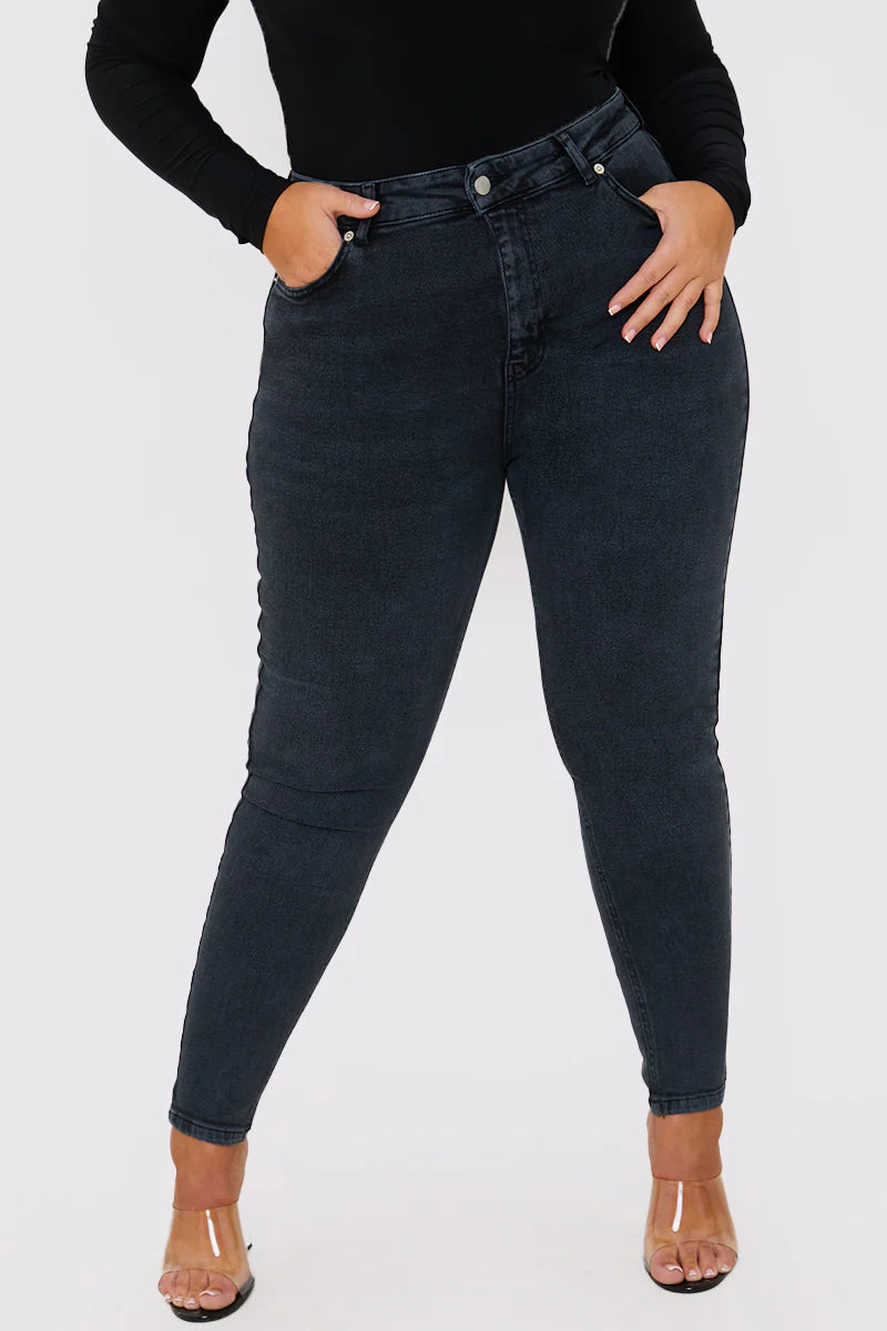 Washed High Waisted Skinny Jeans