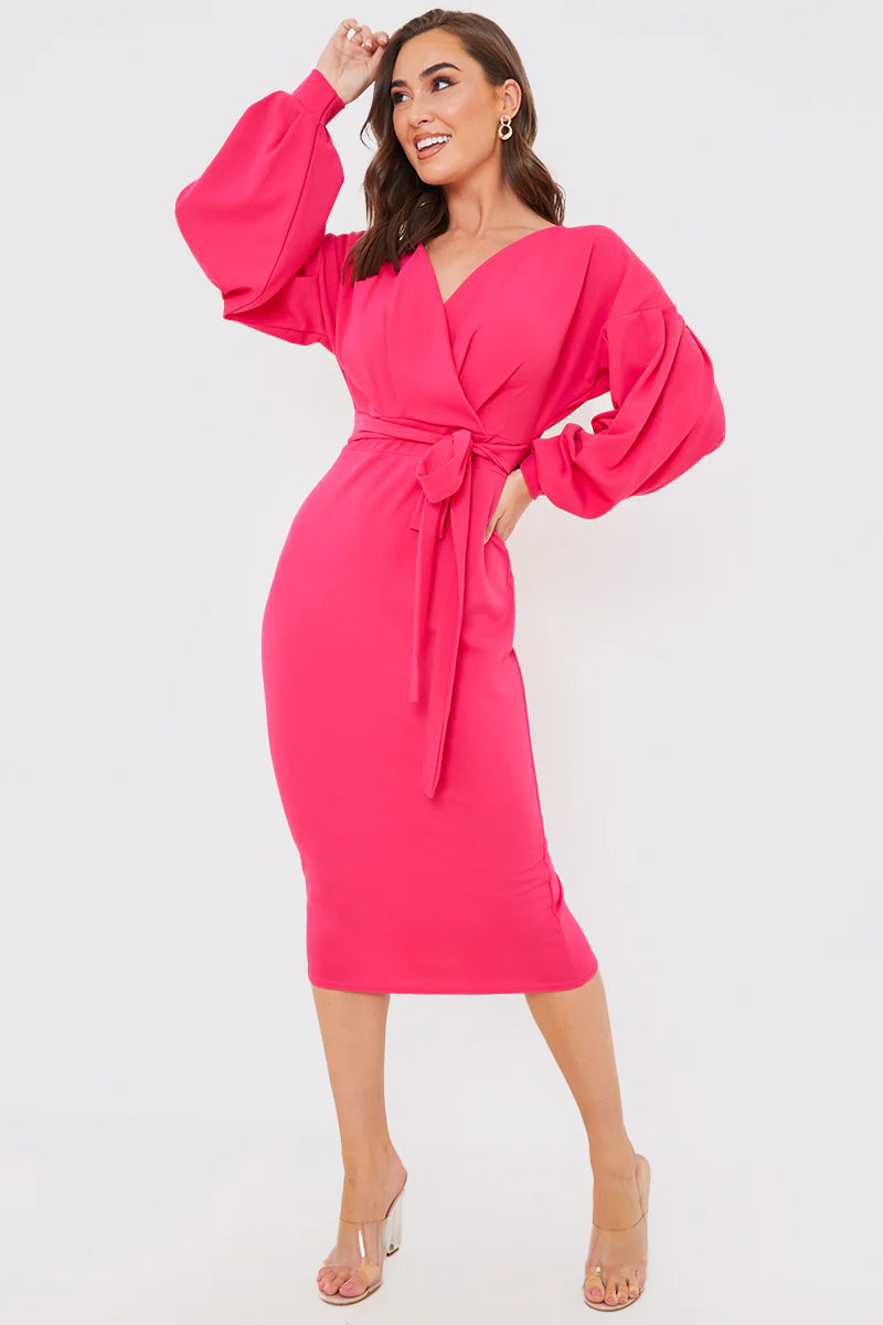 Scuba Bardot Belted Dress