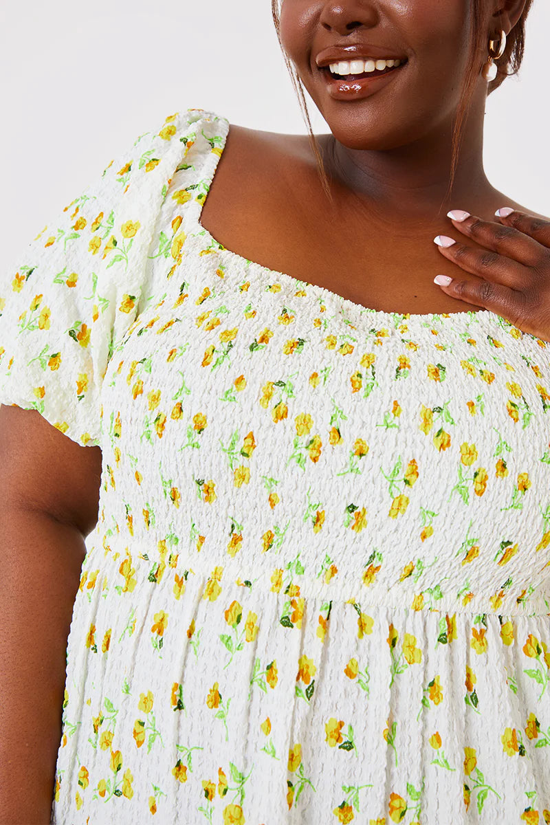 Seersucker Floral Milkmaid Midaxi Dress