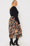 Paisley Print Wrap Midi Skirt
