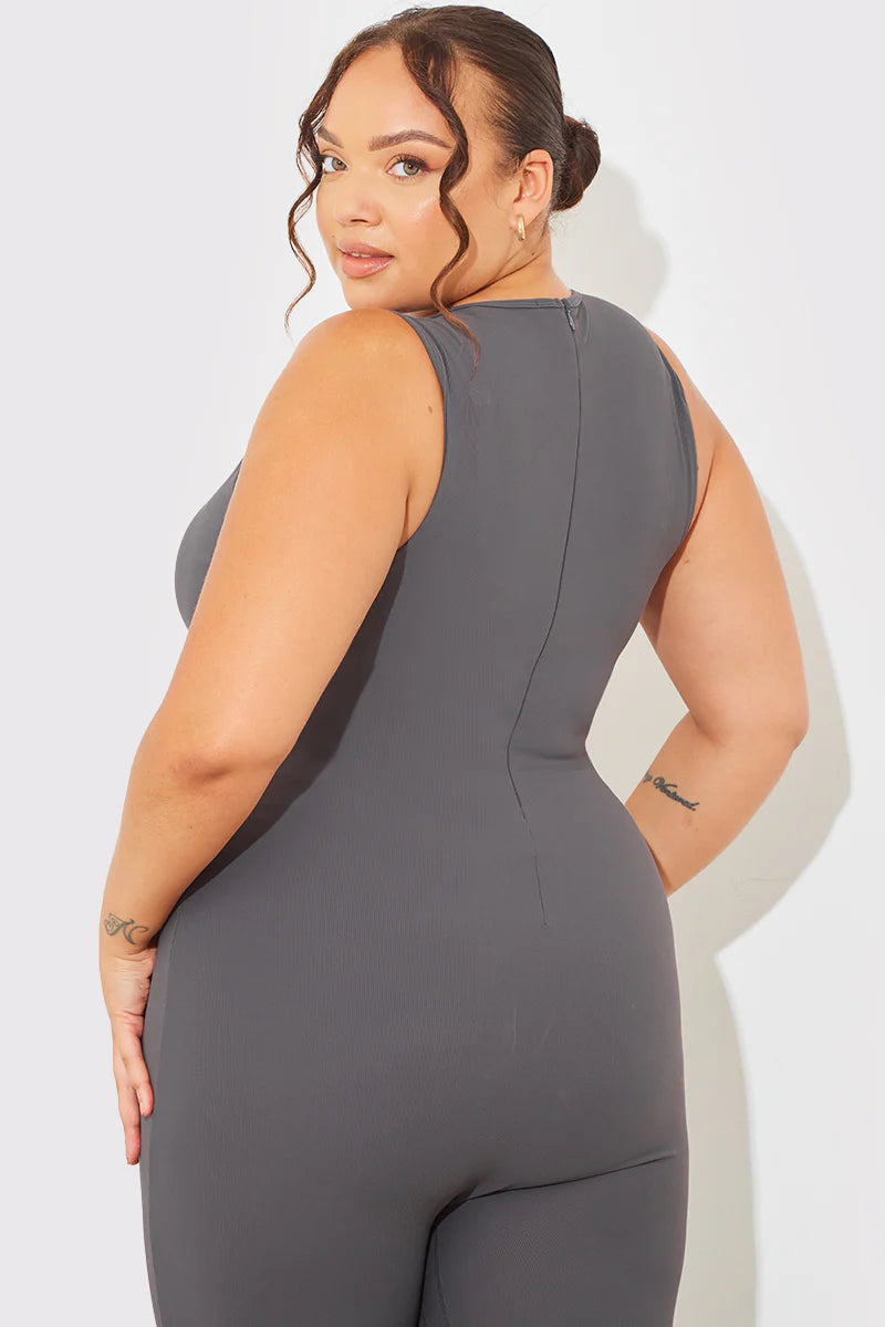 Built-In Bra Racer Neck Sleeveless Sculpt and Control Unitard