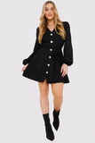 Balloon Sleeve Button Down Mini Dress