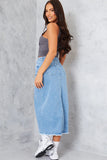 Denim Split Detail Midi Skirt