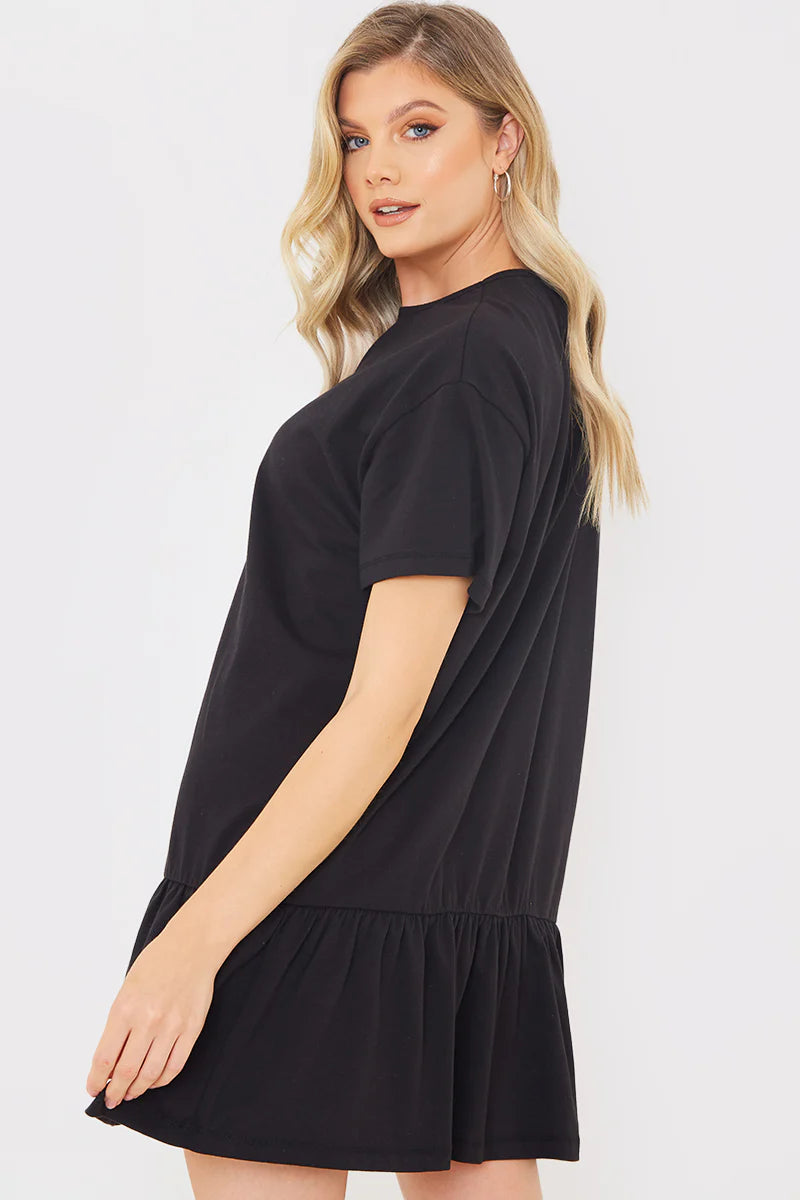 Peplum Hem Dropped Shoulder T-Shirt Dress