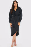 Satin Twist Waist Midi Dress