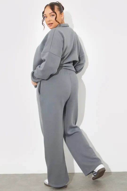 Jersey Emroidered Wide Leg Jogger