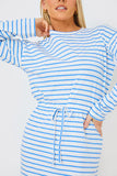 LONG SLEEVE DRAWSTRING WAIST T-SHIRT DRESS