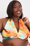Abstract Print Twist Front Bikini Top