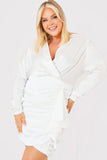 Satin Ruched Draped Mini Dress