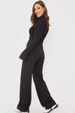 Ribbed Drawstring Wide Leg Trousers