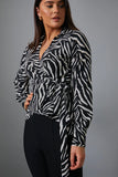 Zebra Print Wrap Front Shirt