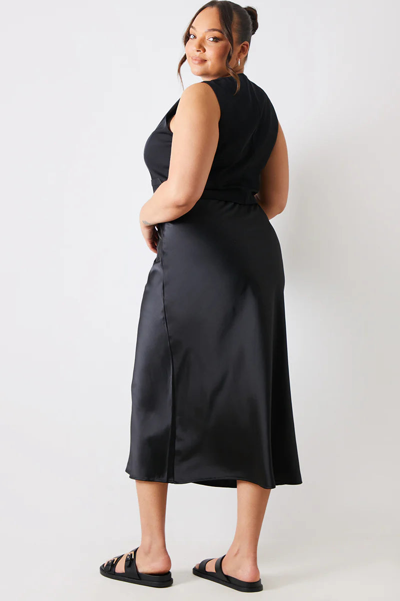 Satin Midi Skirt