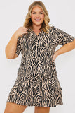 Animal Print Short Sleeve Wrap Swing Dress