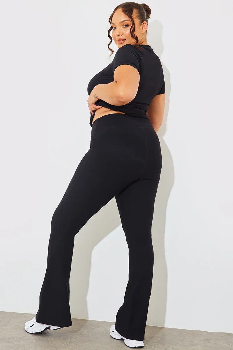 High Waist Kick Flare Rib Trouser