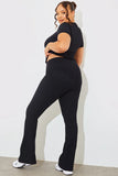 High Waist Kick Flare Rib Trouser