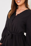 Button Detail Tie Waist Mini Dress