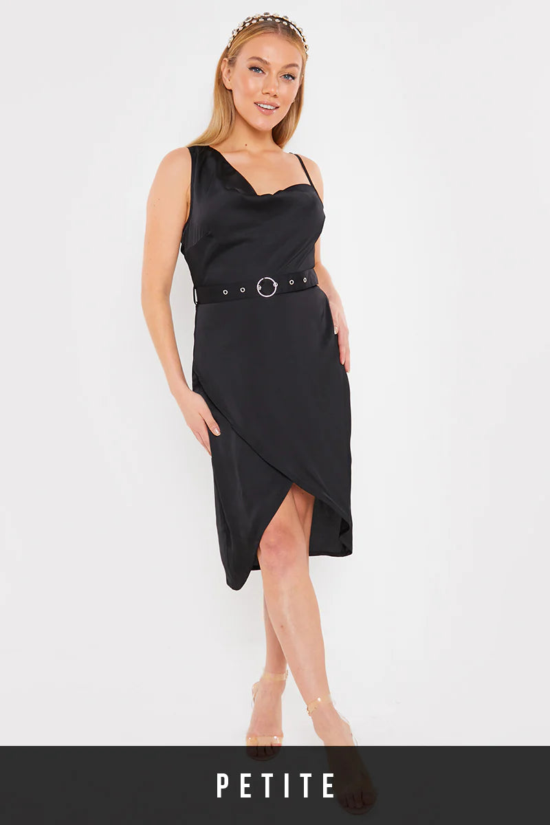 Asymmetric Cowl Neck Dress