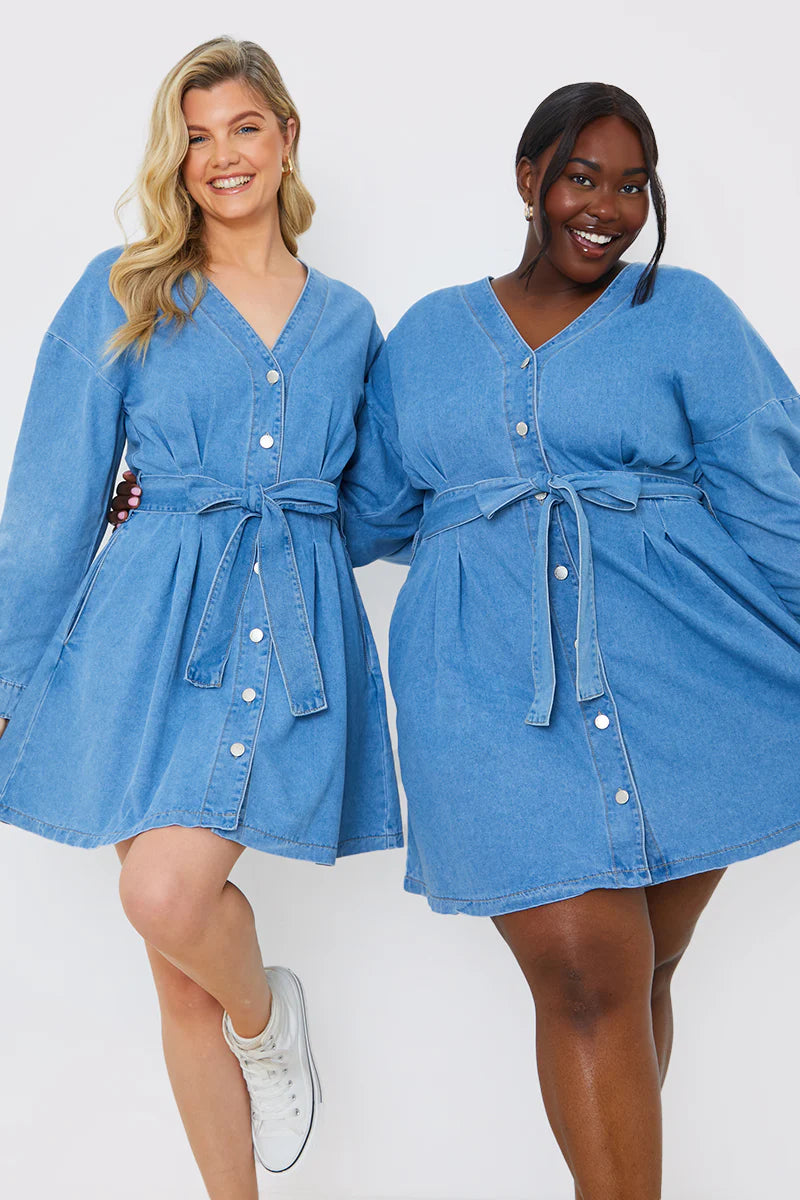 Belted Denim Shirt Dress