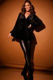 Velvet Blouson Sleeve Blouse