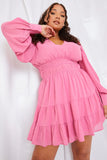 Shirred Waist Tiered Dress