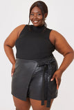 Leather Look Wrap Skort