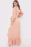 Satin Balloon Sleeve Maxi Dress