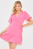 Short Sleeve Wrap Swing Dress