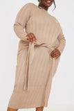 Belted Rib Knitted Midi Dress