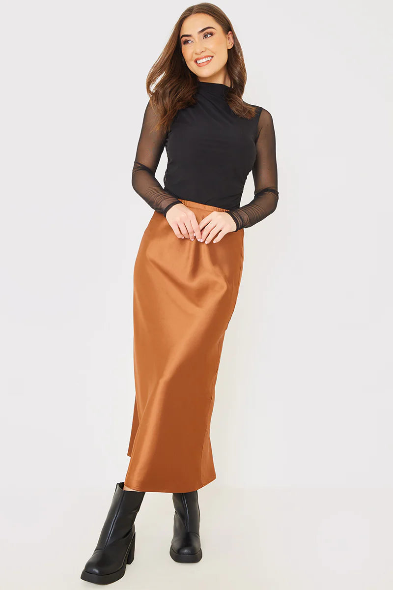 Satin Slip Midaxi Skirt