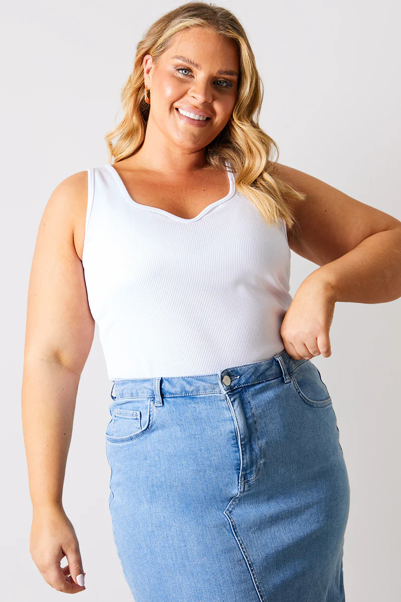 Ribbed Sweatheart Neckline Bodysuit