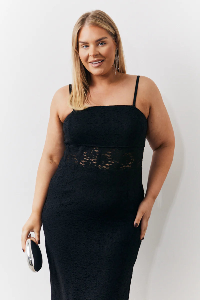 Lace Bandeau Midi Dress