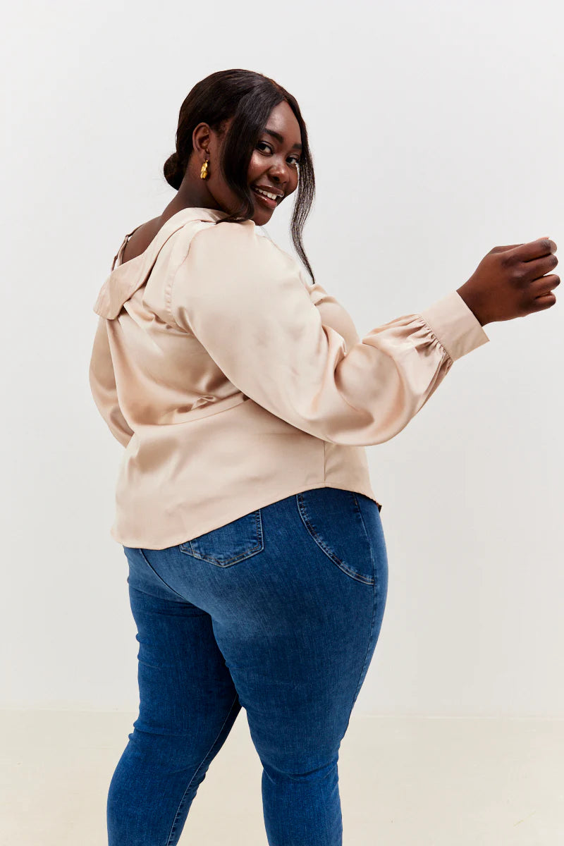 Asymmetrical Satin Blouse