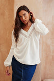V Neck Crochet Insert Blouse