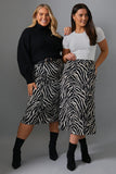 Zebra Print Satin Midi Skirt