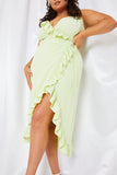 Wrap Front Frill Detail Midi Dress