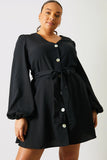 Balloon Sleeve Button Down Mini Dress