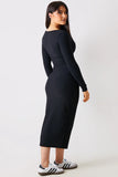 Scoop Neck Rib Midaxi Dress