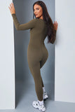 Olive Scoop Neck Long Sleeve Unitard