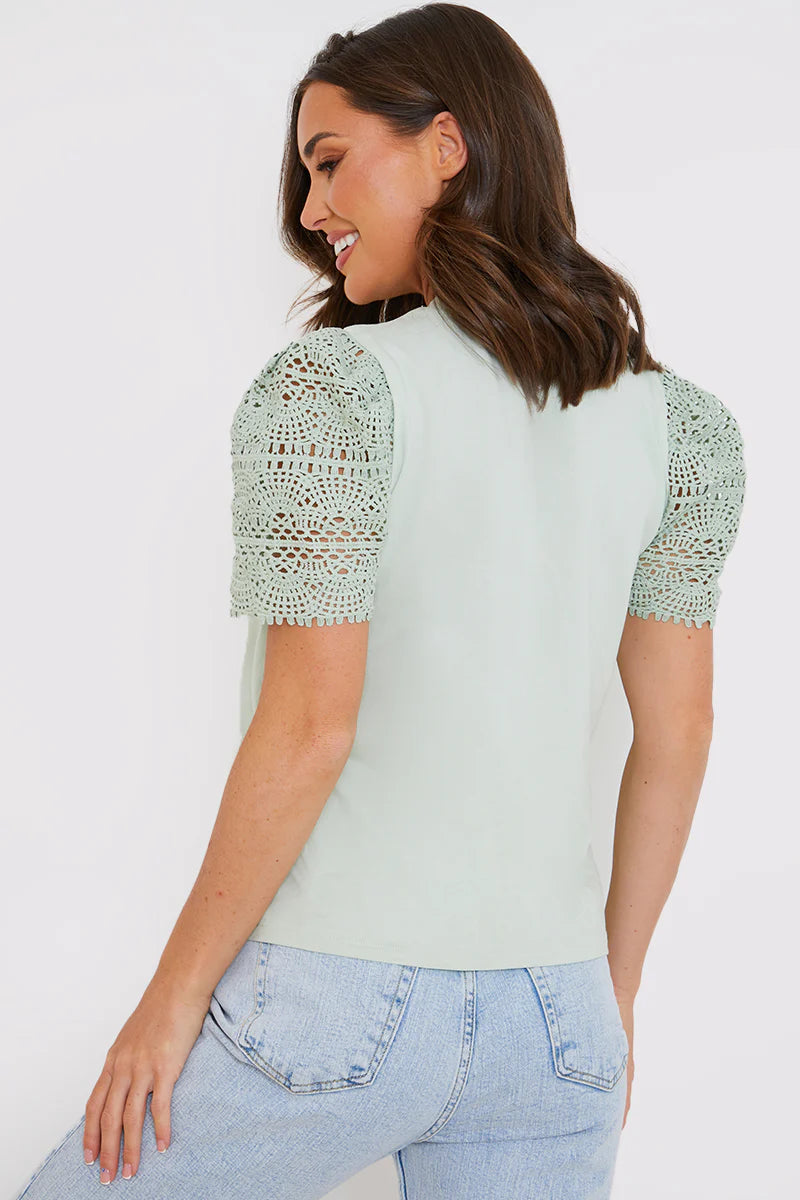 Crochet Sleeve T-Shirt