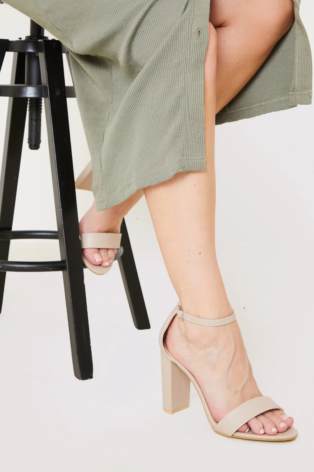 Leather Look Barely There Heels