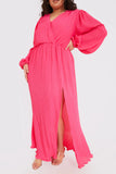 Plisse Ballon Sleeve Maxi Dress